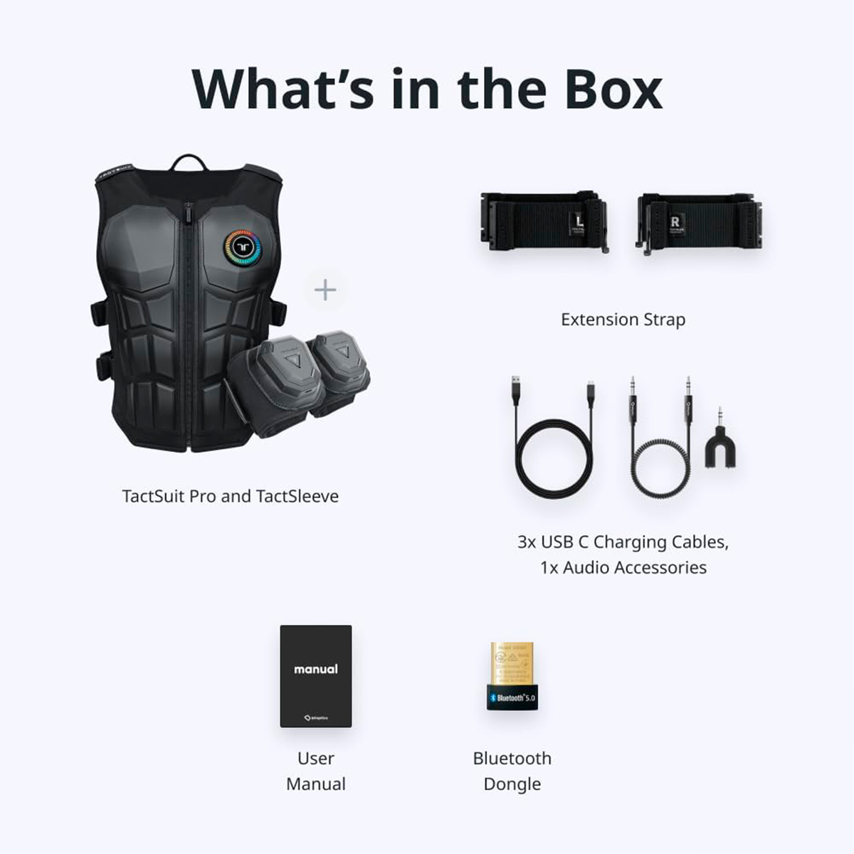 bHaptics TactSuit Pro + TactSleeve - Chaleco y Mangas Háptico Inalámbricas para brazos