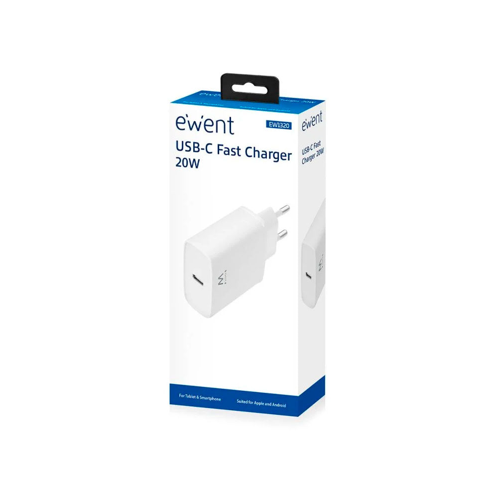 Ewent Cargador de Pared USB‑C 20 W – Carga Rápida