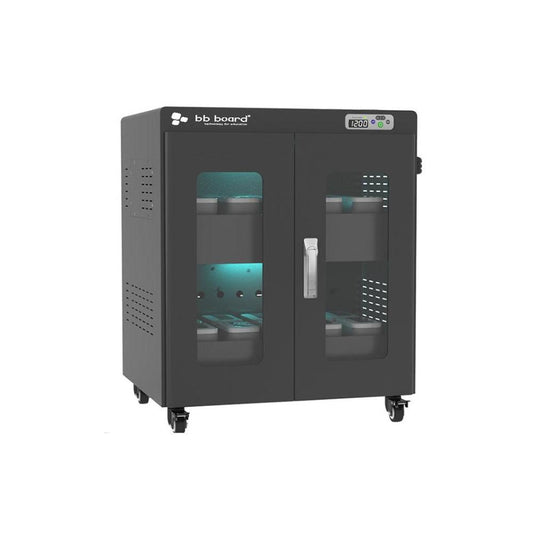 Cabinet for 20 VR viewers with UV sterilizer