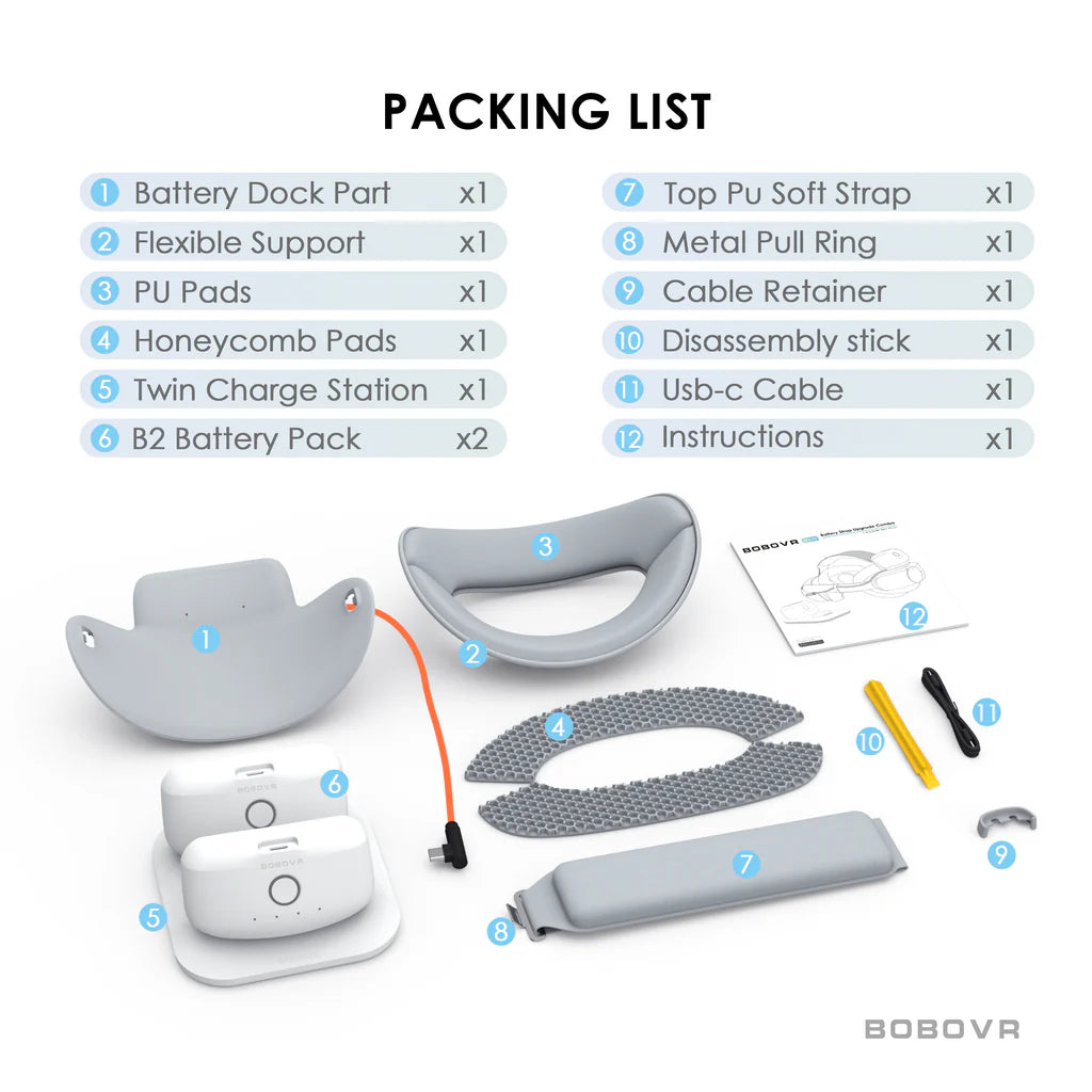 BOBOVR P4 Cinturino per la testa e doppia batteria - Per PICO 4