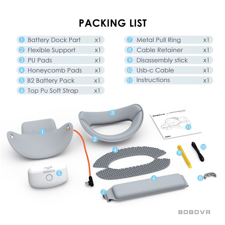 BOBOVR P4 - Correa de Cabeza Ajustable con Batería para PICO 4