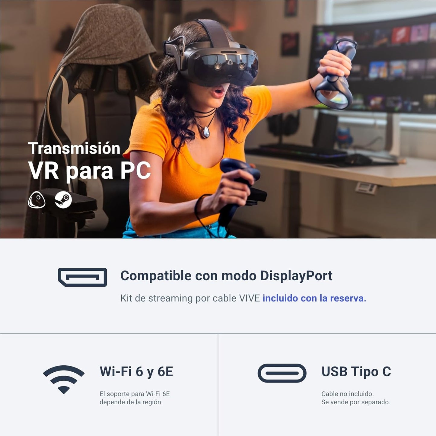 HTC VIVE Focus Vision | Gafas de Realidad Virtual y Mixta XR