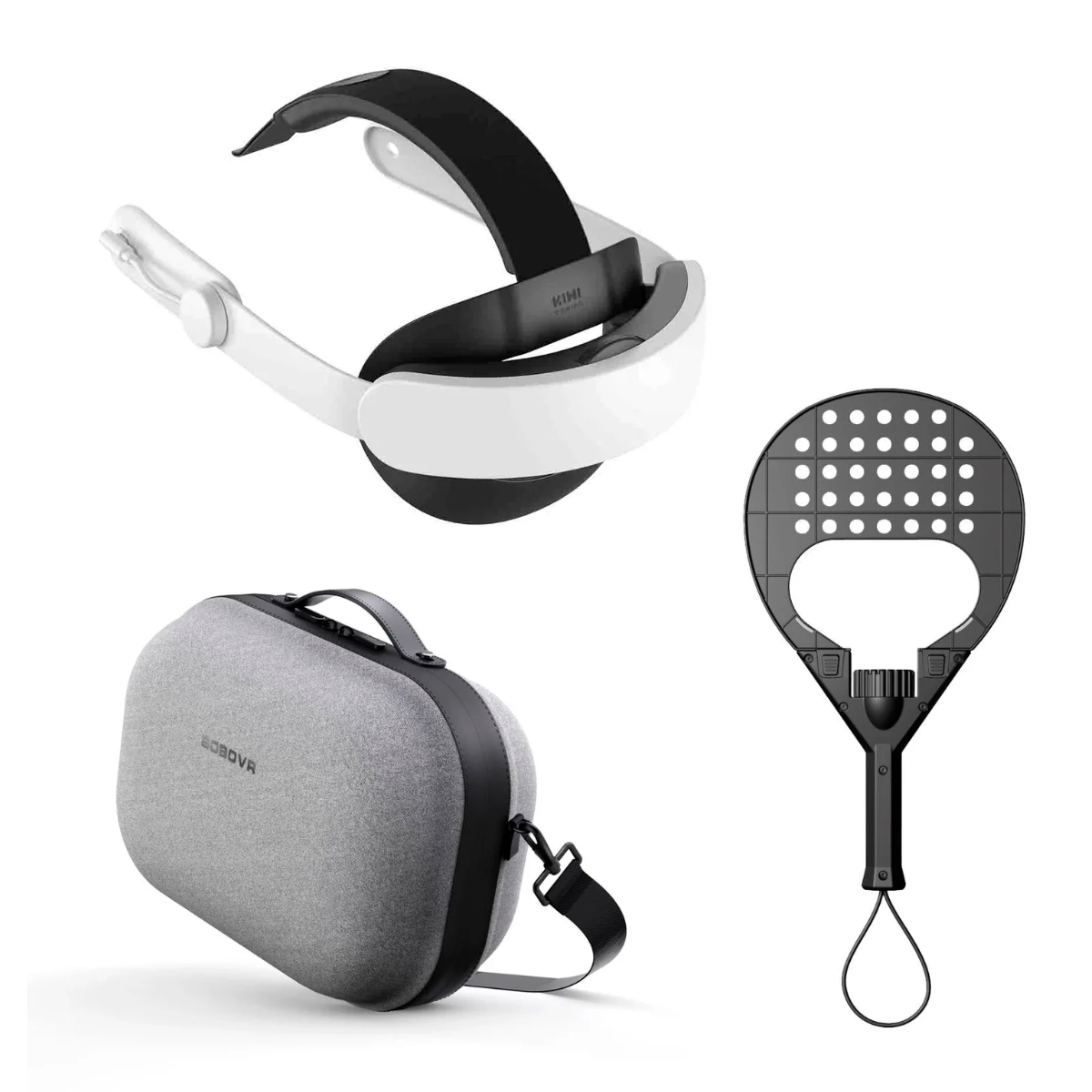 KIWIdesign K4 Boost Comfort Battery Head Strap + Raqueta de Pádel VR + Funda rígida BOBOVR C3