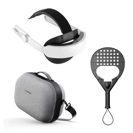 KIWIdesign K4 Boost Comfort Battery Head Strap + Raqueta de Pádel VR + Funda rígida BOBOVR C3