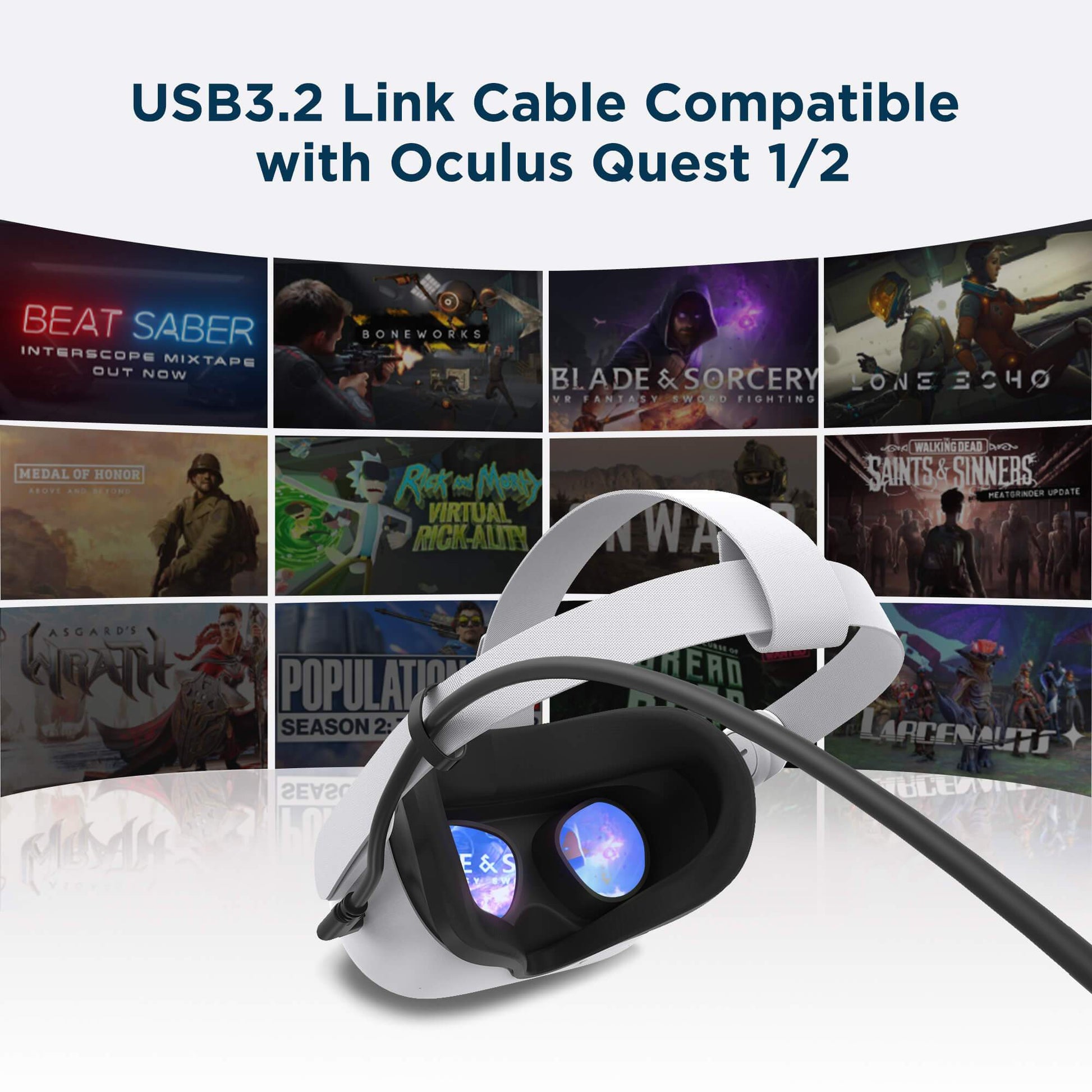 QUEST OCULUS 2 XRSHOP INVELON VR REALIDAD VIRTUAL CABLE USB